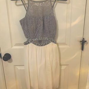 Formal silver and white short dress